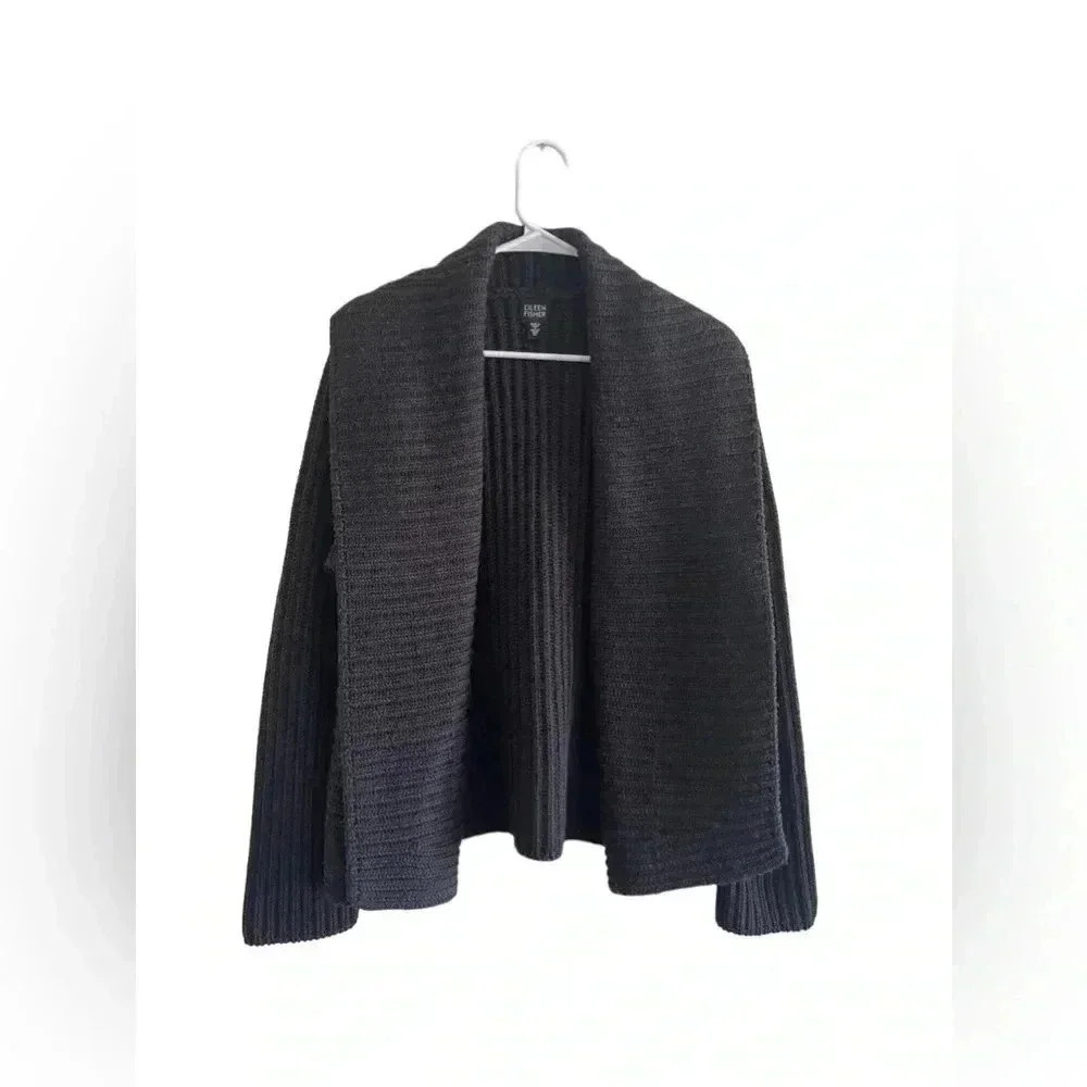 Eileen Fisher Open Front Wool Cardigan - Size M
